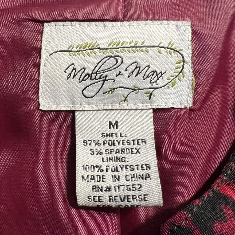 Molly & Maxx Jacket Size Medium Full Zip Lined 3/4 Sleeve - Picture 3 of 7